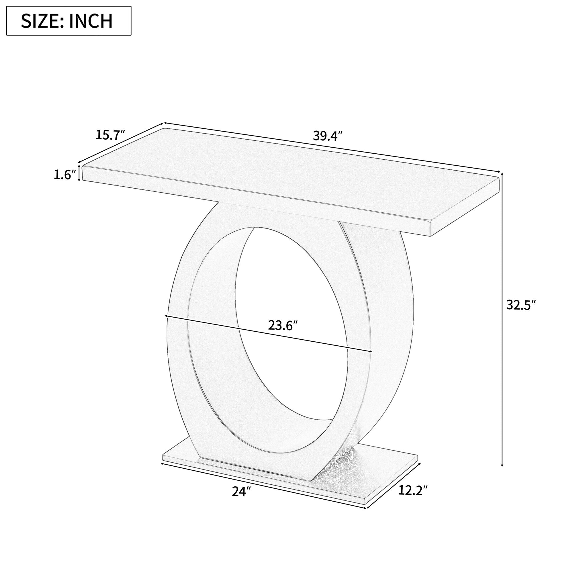 Console Table With Oval Base And Reinforced Bottom Plate
