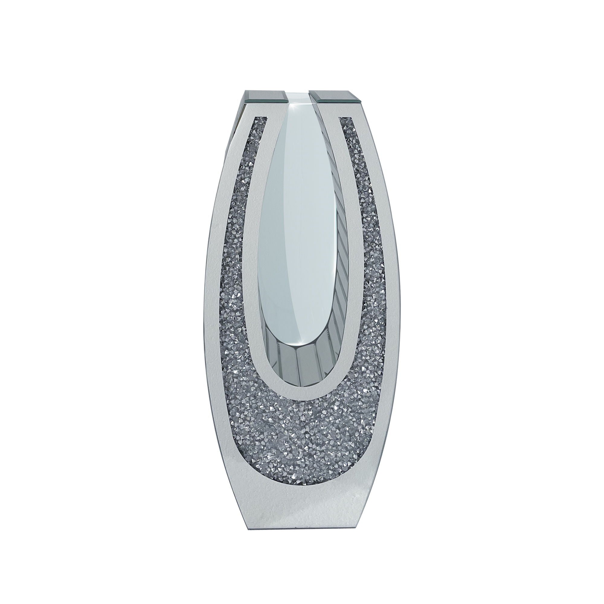 U - Shaped Floor Vase With Shattered Diamond Mirror Surface