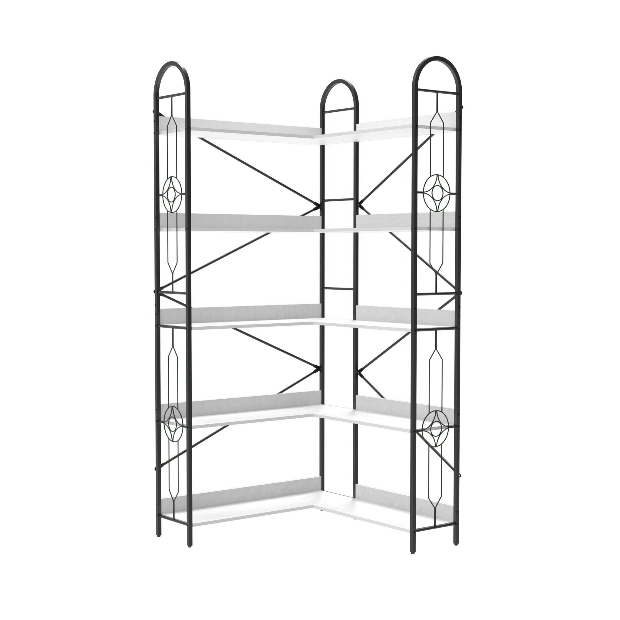 Industrial Style Corner Bookshelf With Thickened Iron Frame