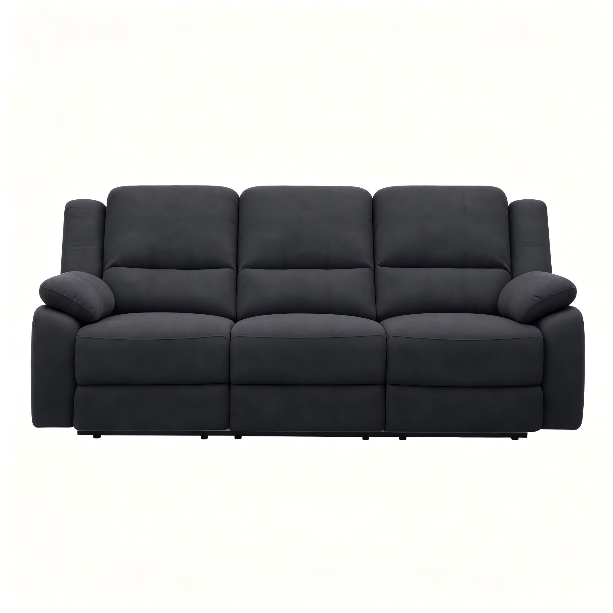 3 Seat Manual Reclining Sofa With Deep Recline - Black