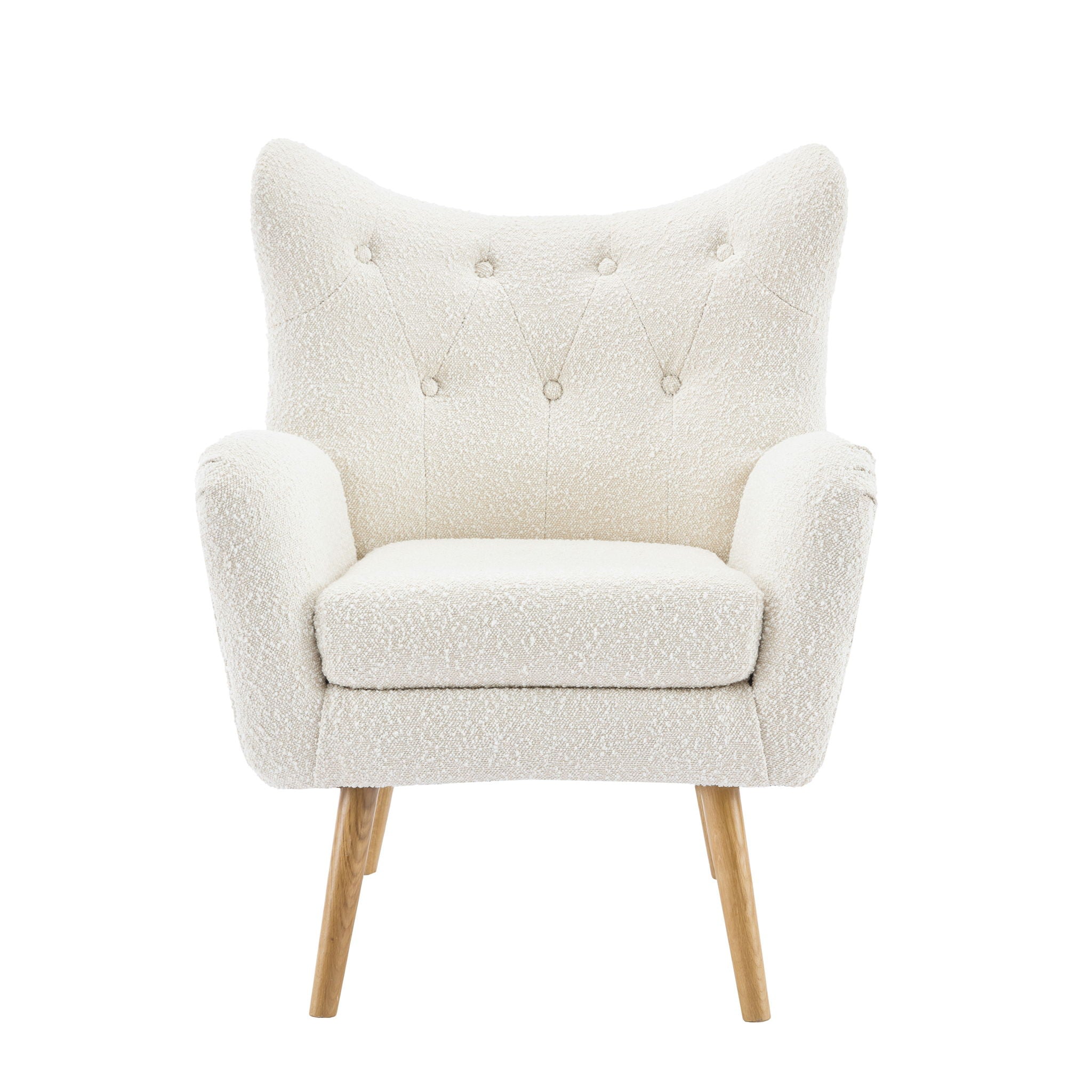 Mid - Century Modern Arm Chair With Wingback Design Wood Legs