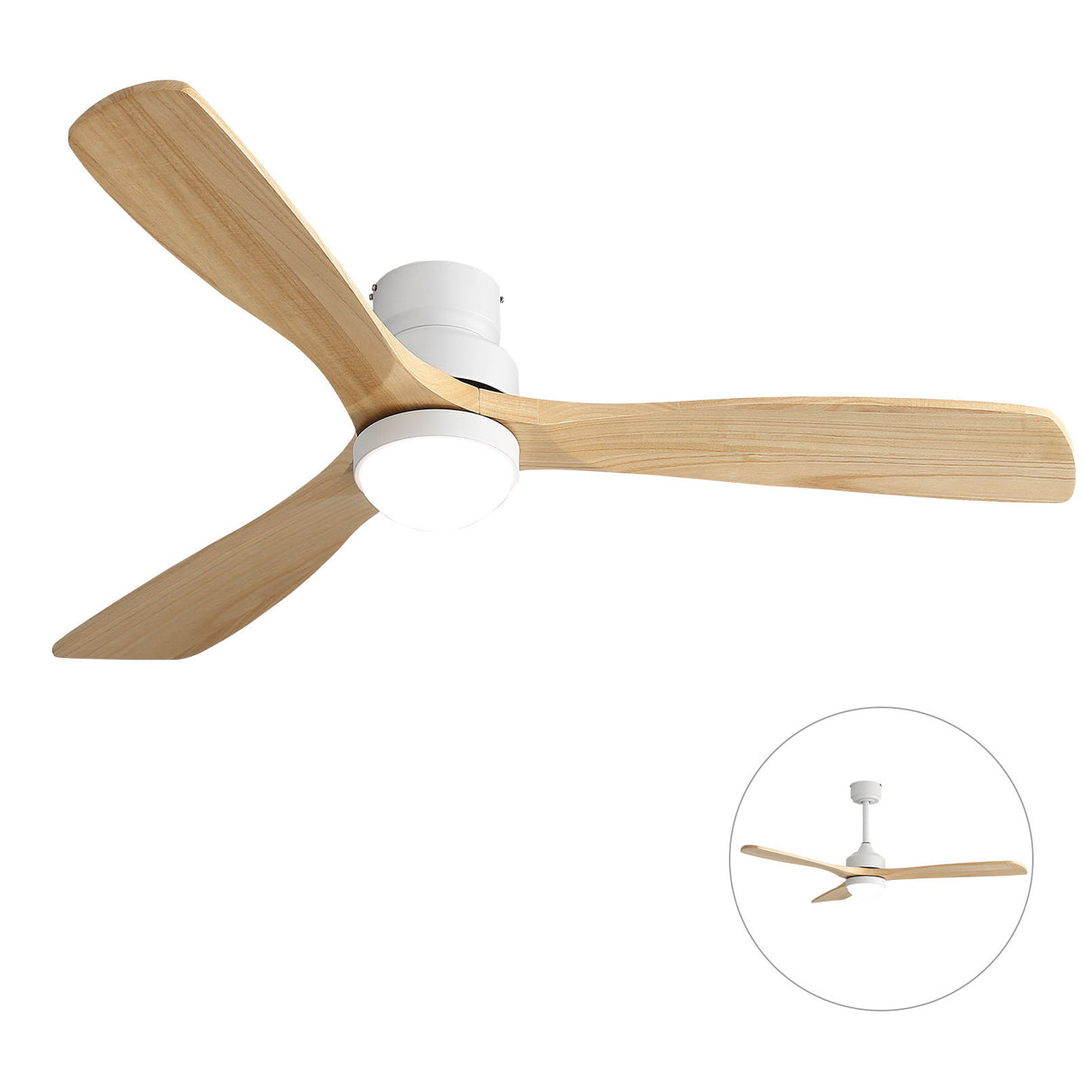 52" Ceiling Fan With Dimmable LED Light, 6 Speed DC Motor, 3 Blades