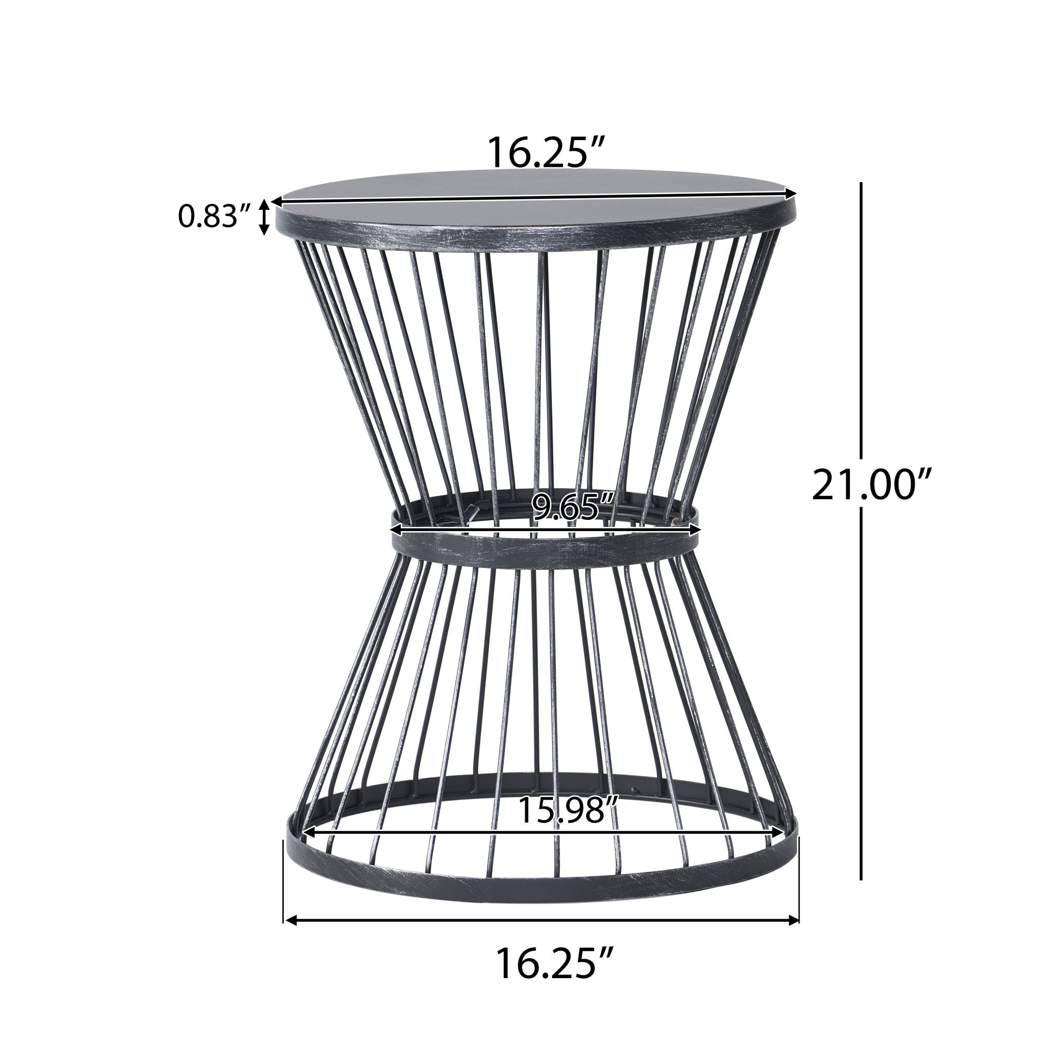 Lassen - Modern Outdoor Side Table With Hourglass Design - Matte Black
