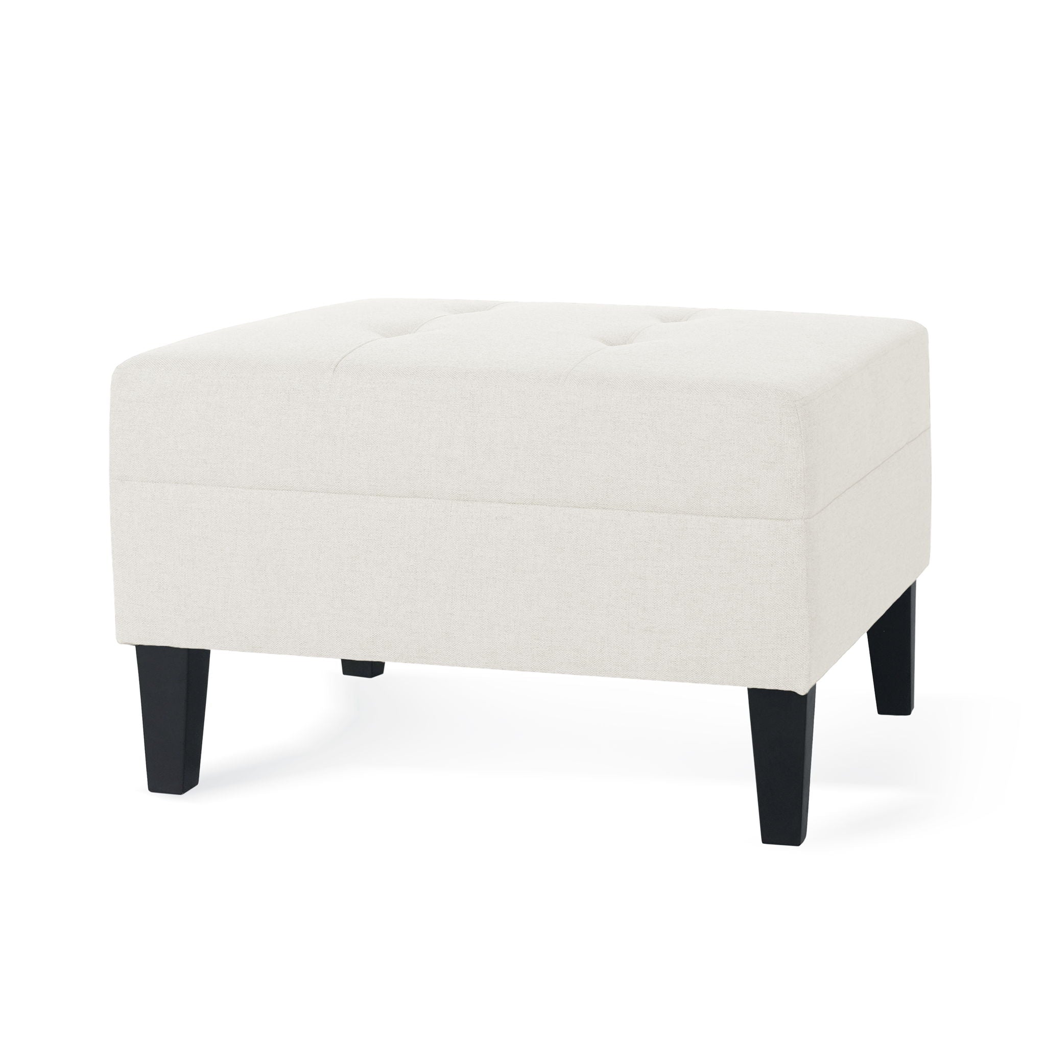 Classic Ottoman With Birch Wood Legs And Fabric Upholstery