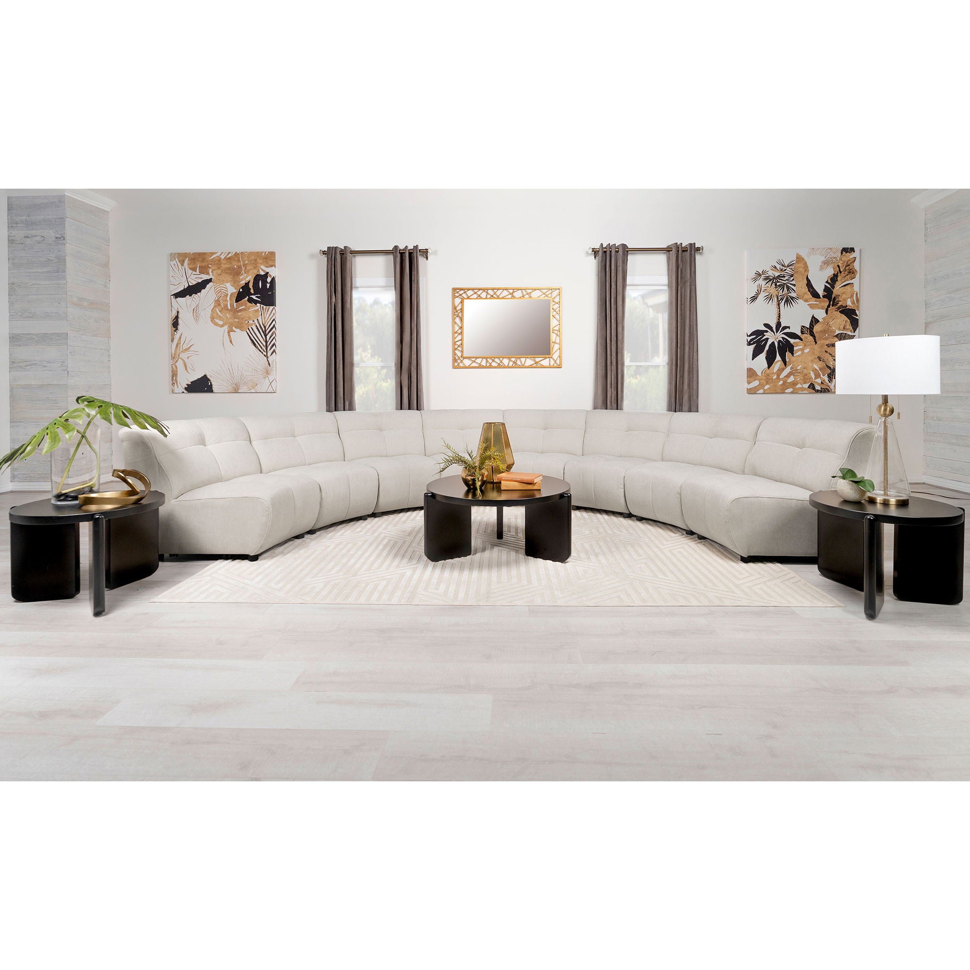 Sycamore - 8 Piece Upholstered Sectional Sofa With Curved Design - Ivory