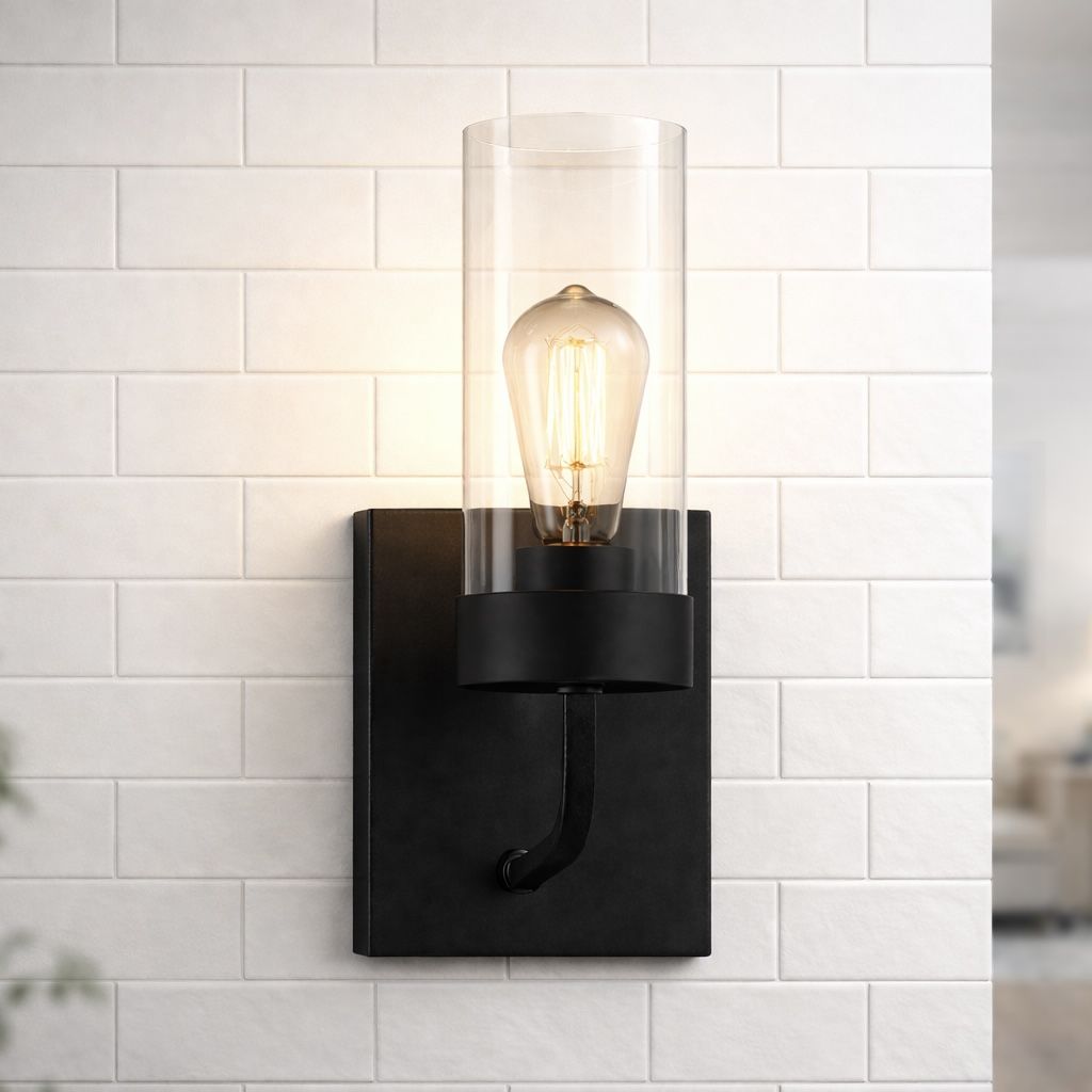Zephyr - Single Light Sconce - Black / Clear