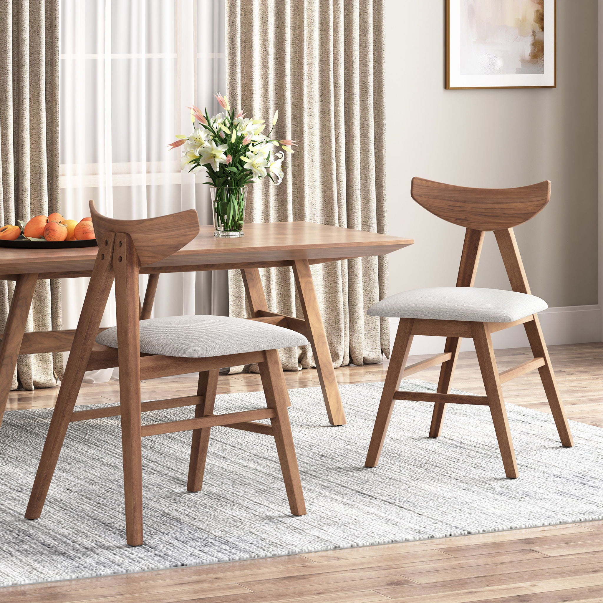 Vida - Dining Chair (Set of 2) With Upholstered Seats - Light Beige