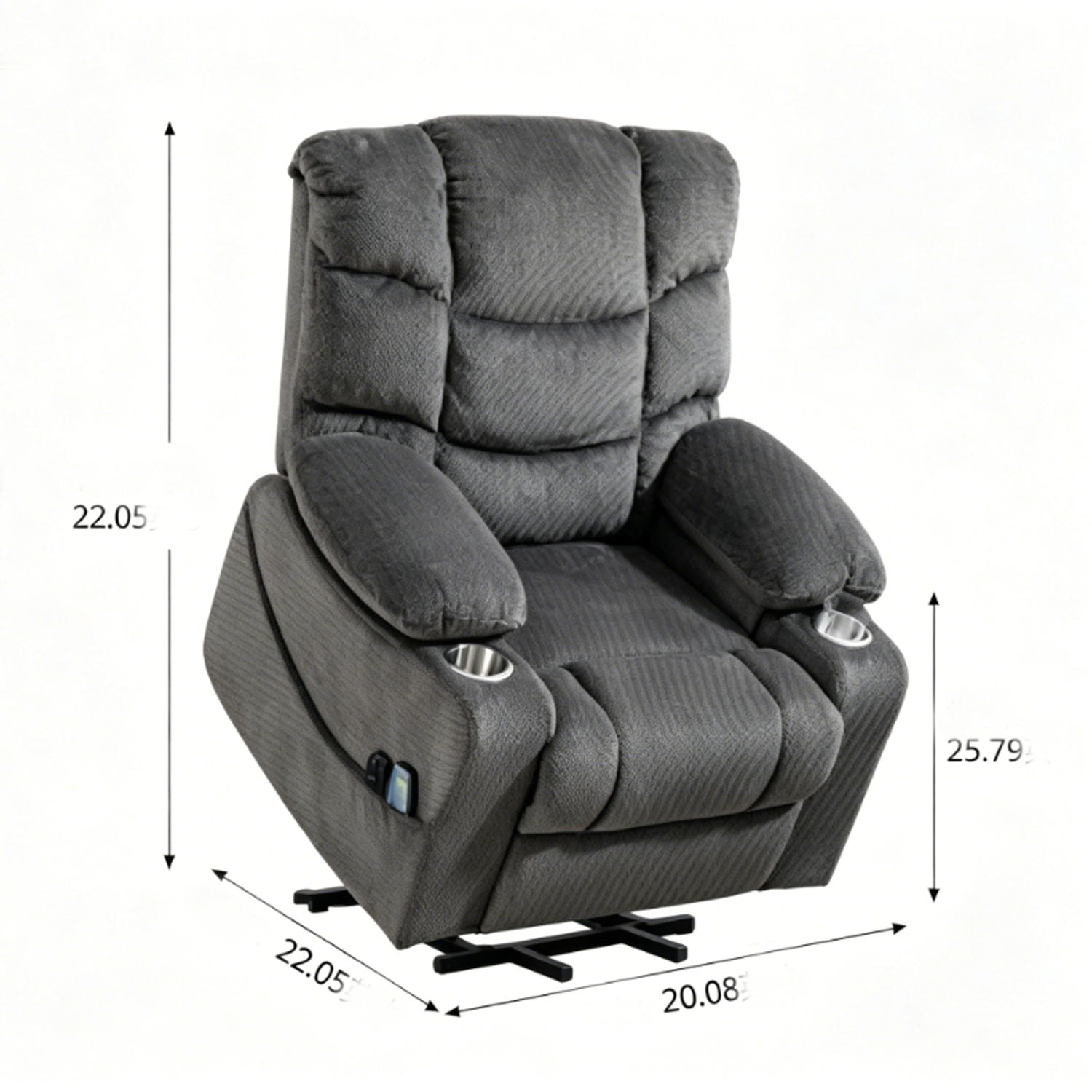 Ultra Wide Electric Lounge Chair With Hot Massage Heating And Auxiliary Standing Function, For Living Room - Gray