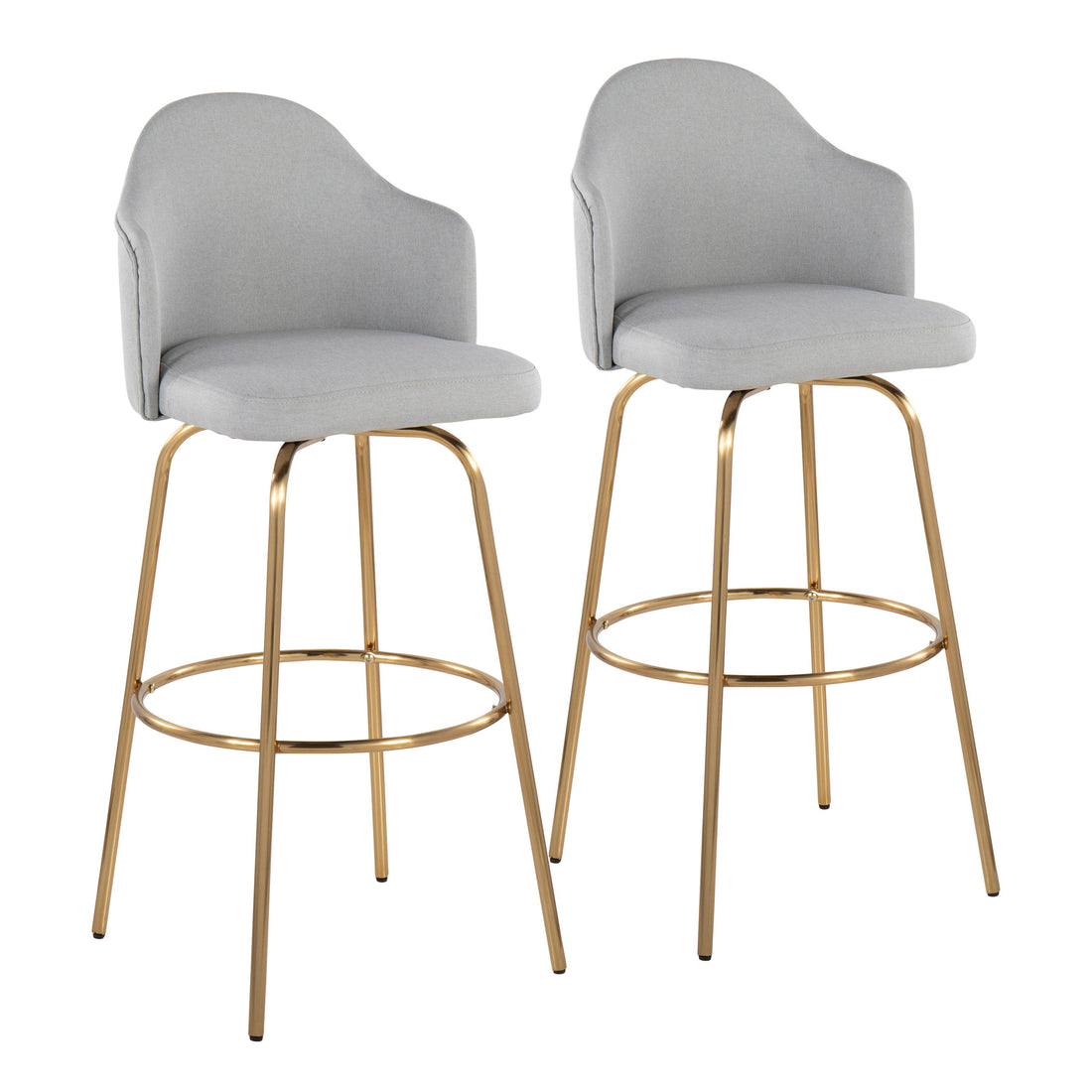 Ahoy - Contemporary Fixed Height Bar Stool &amp; Round Footrest (Set of 2)