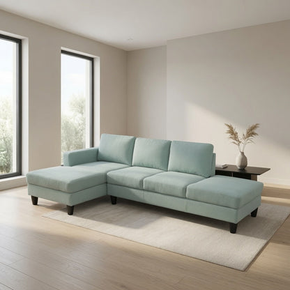 L - Shaped Sectional Sofa With Left Chaise &amp; Ottoman - Pale Green