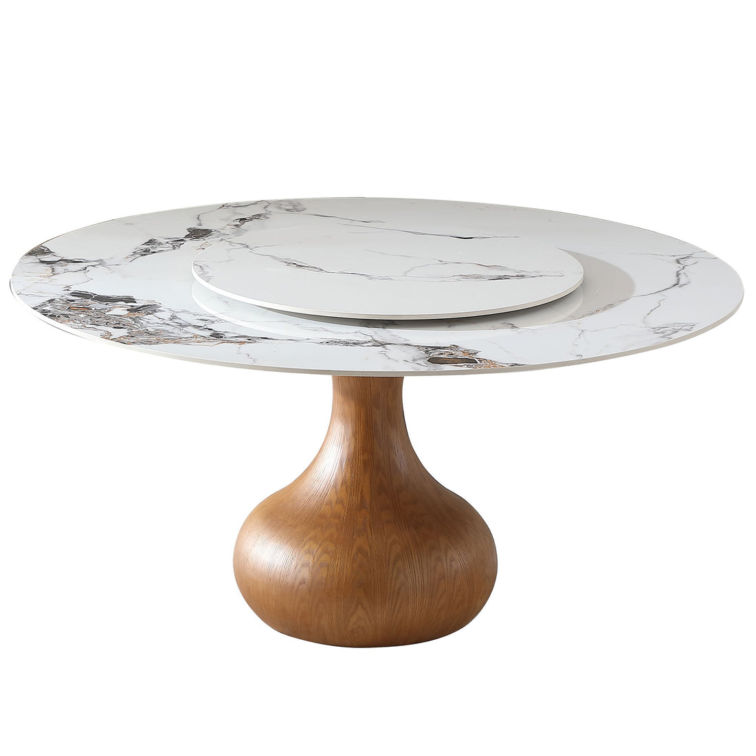 Round Dining Table 53&quot; With Lazy Susan - Walnut / White