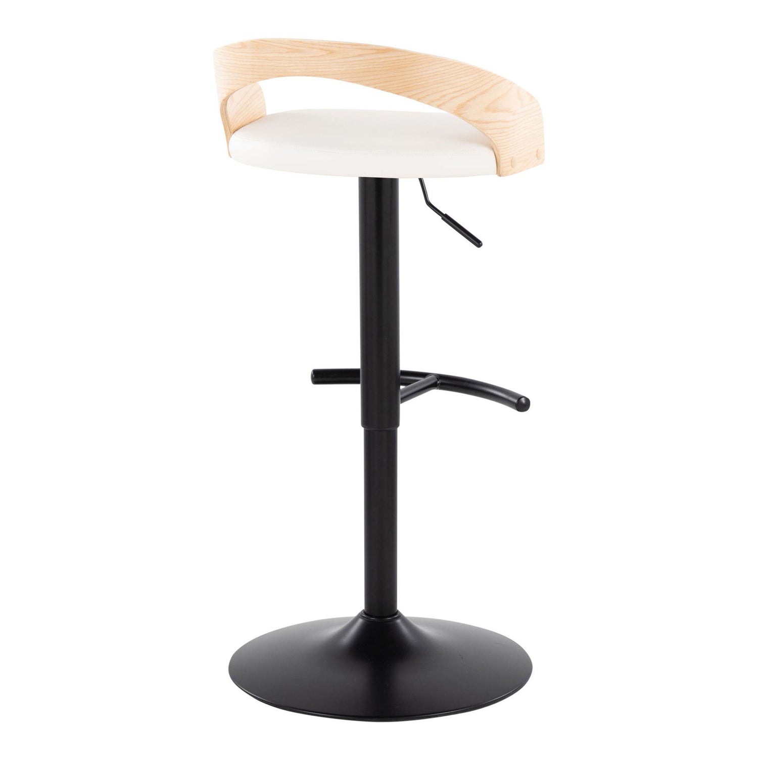 Grotto - Contemporary Adjustable Barstool With Swivel &amp; Rounded T Footrest (Set of 2)
