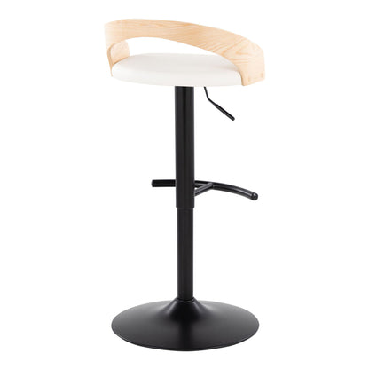 Grotto - Contemporary Adjustable Barstool With Swivel &amp; Rounded T Footrest (Set of 2)