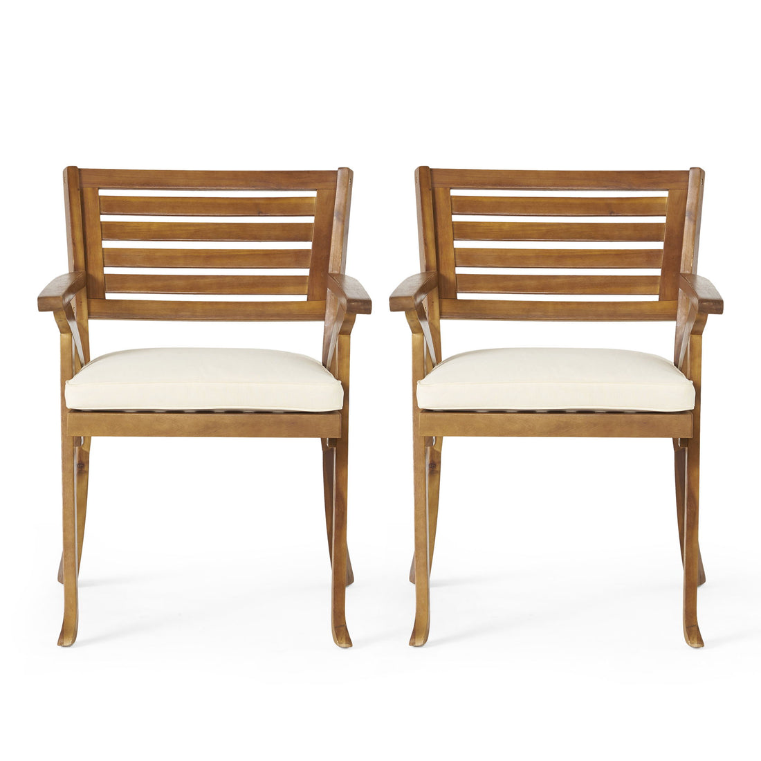 Outdoor Hermosa 5 Piece Wood Dining Set With Cushions - Teak / Beige