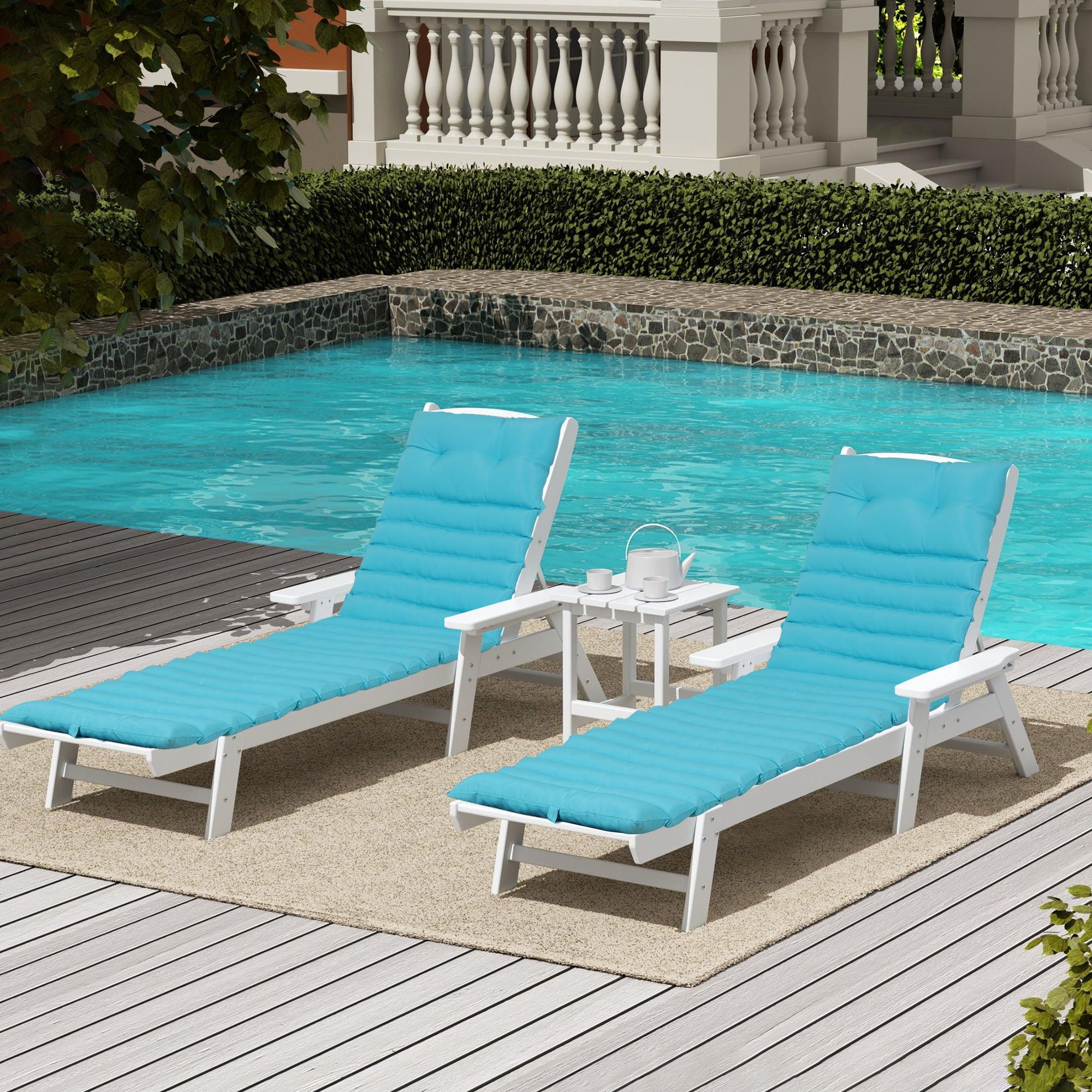 72.83&quot; Outdoor Lounge Chairs (Set of 2), Cushion Replacement Patio Funiture Seat Cushion Chaise Lounge Cushion