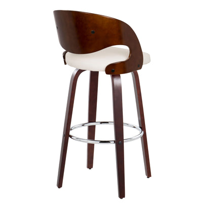 Pino - Mid Century Modern Fixed Height Barstool With Swivel &amp; Round Footrest (Set of 2)