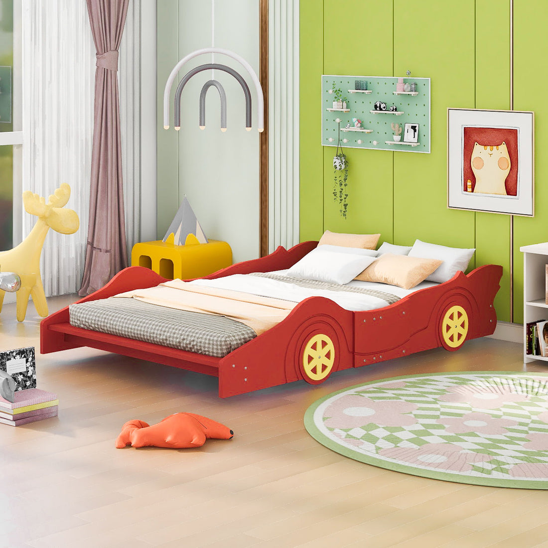 Race Car Shaped Platform Bed &amp; Wheels
