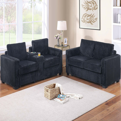 Modern Style 2 Piece Sofa Set With Cup Holders &amp; Charging Port