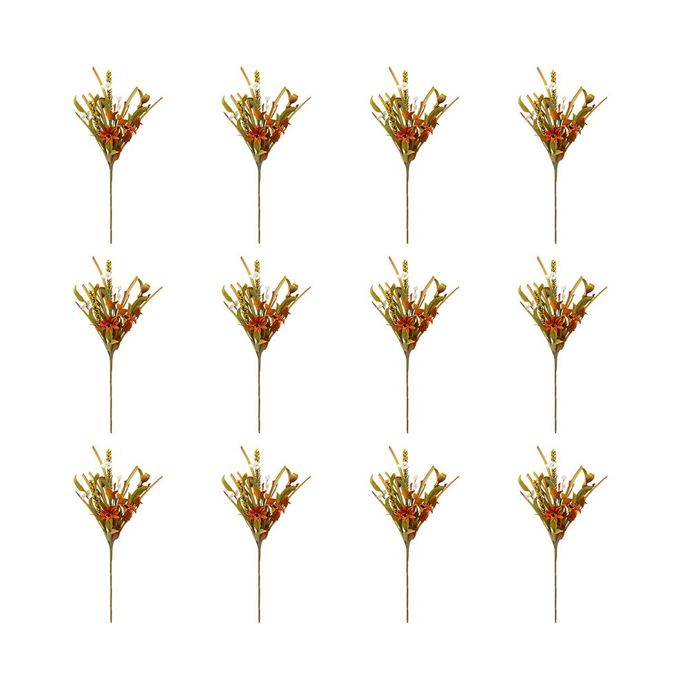 Artificial Flower Picks, Botanicals Decor For Harvest Festival Fall Festival &amp; Thanksgiving Table Decorations (Set of 12) - Green / Orange Multi