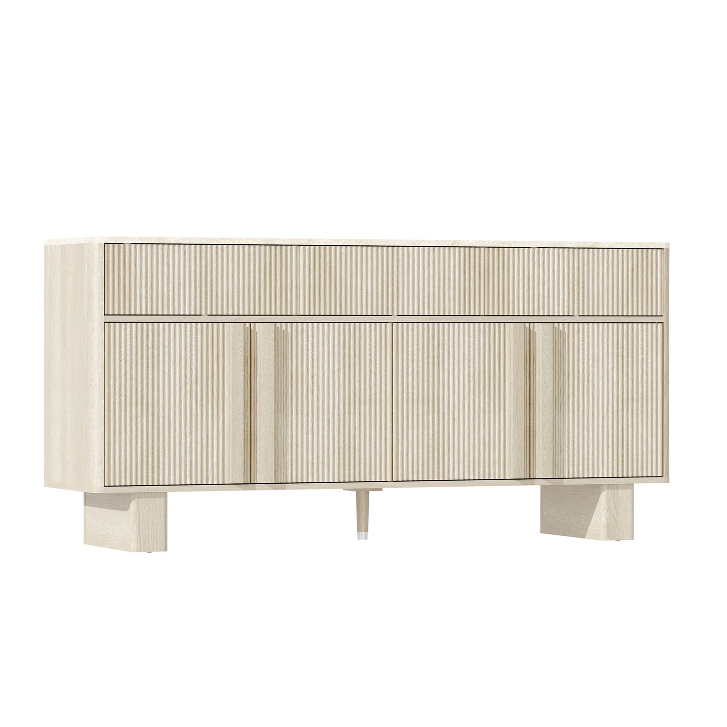 Sideboard Buffet Cabinet With 3 Drawers And 4 Doors For Dining Room
