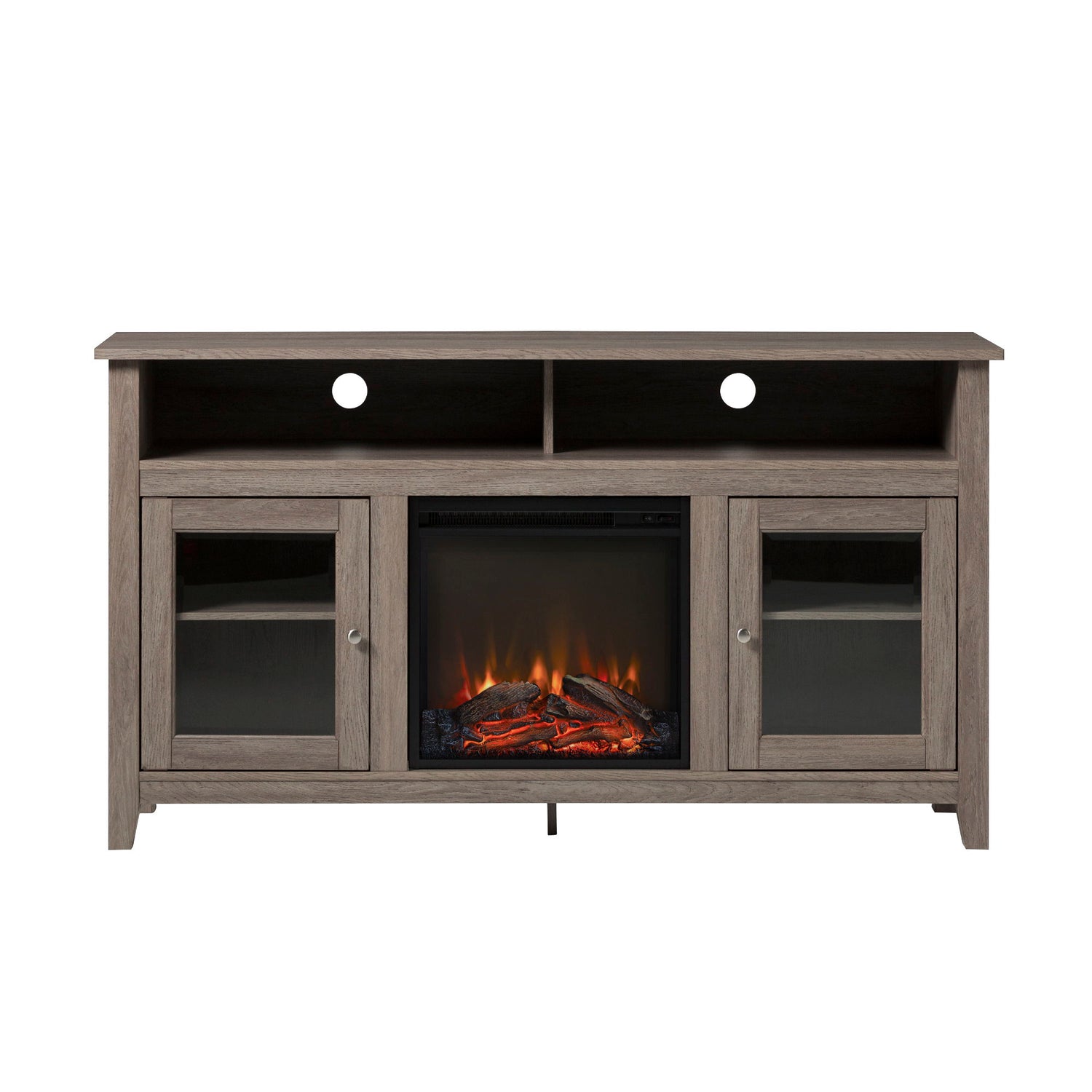 Classic Glass Door Fireplace Tall TV Stand For TVs Up To 65&quot;