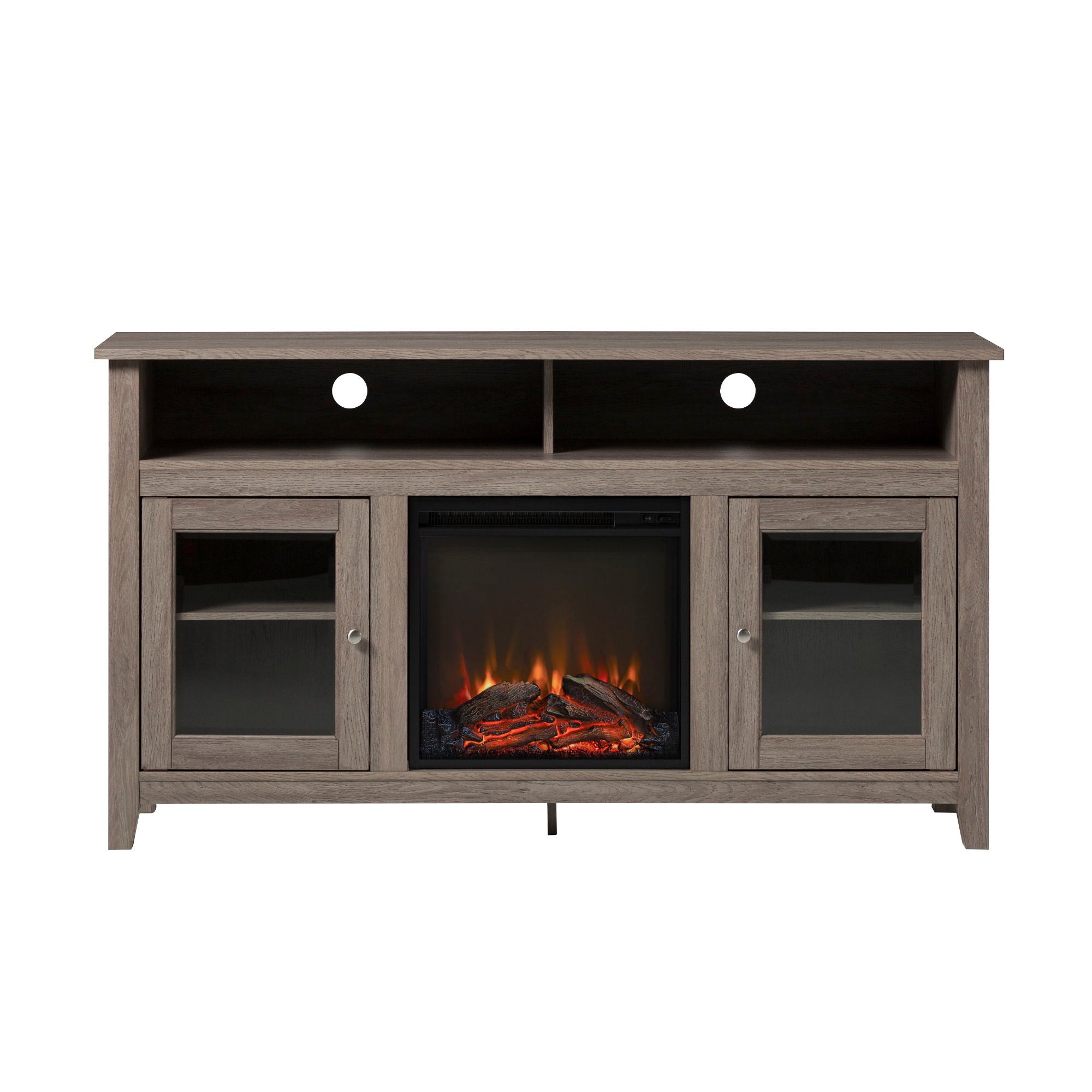 Classic Glass Door Fireplace Tall TV Stand For TVs Up To 65&quot;