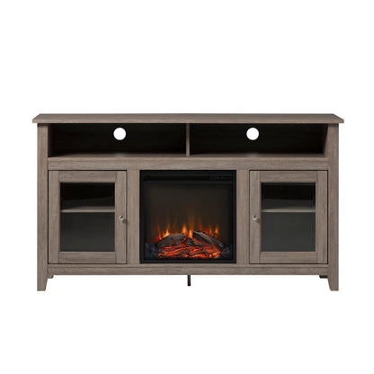Classic Glass Door Fireplace Tall TV Stand For TVs Up To 65&quot;