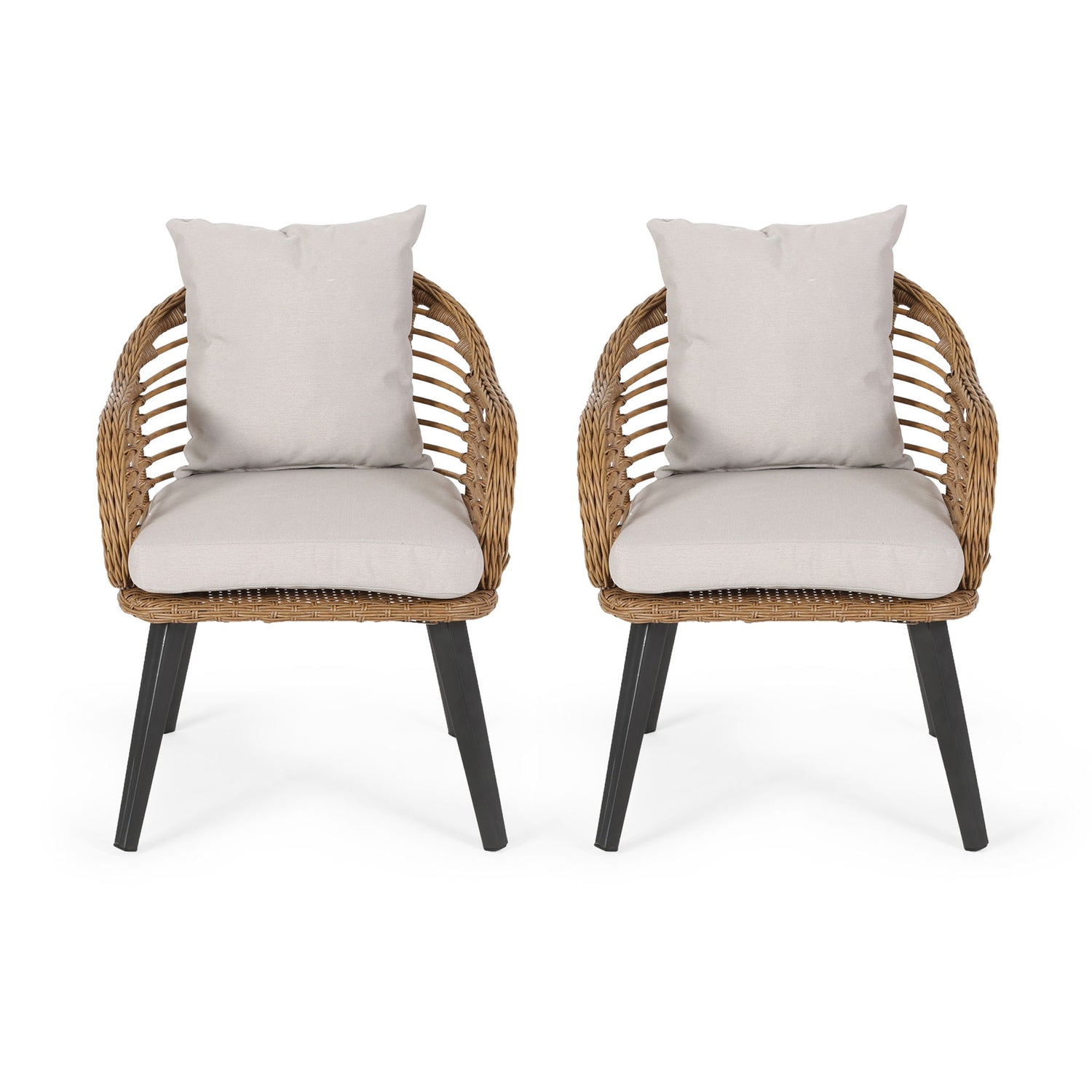 Outdoor Accent Chair With Aluminum Frame And Rattan Seating