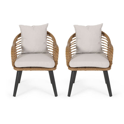 Outdoor Accent Chair With Aluminum Frame And Rattan Seating