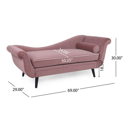 Auroral - Upholstered Chaise Lounge With Scrolled Arms And Tapered Legs