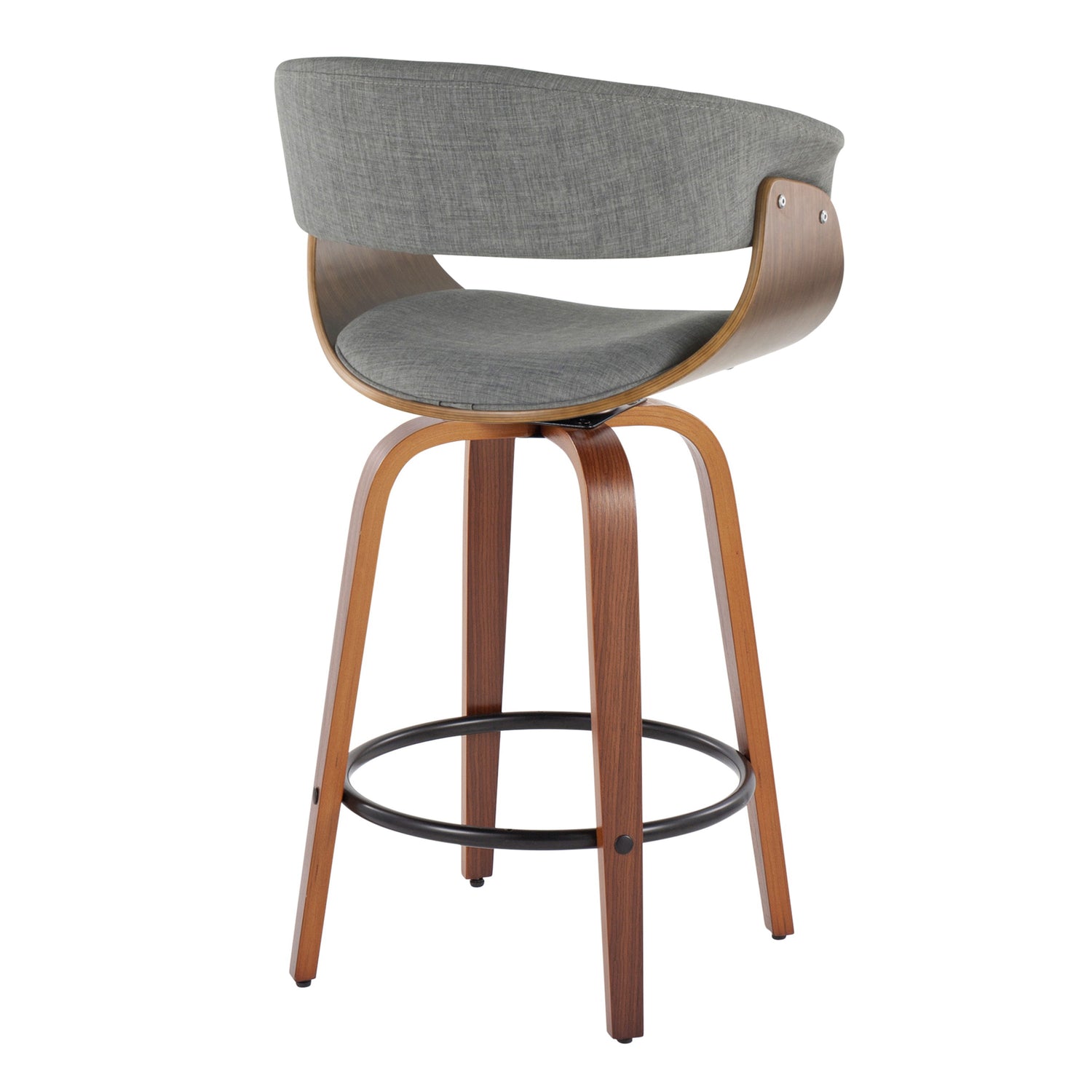 Vintage Mod - Mid Century Modern Fixed Height Counter Stool &amp; Swivel With Round Footrest (Set of 2)