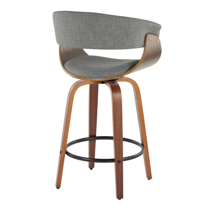 Vintage Mod - Mid Century Modern Fixed Height Counter Stool &amp; Swivel With Round Footrest (Set of 2)
