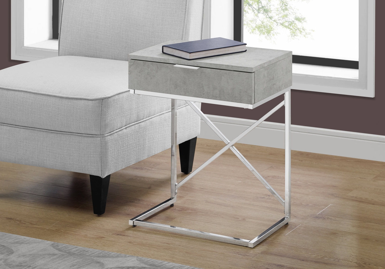 Accent Side Table, Storage Drawer, Spacious Tabletop, Contemporary &amp; Modern
