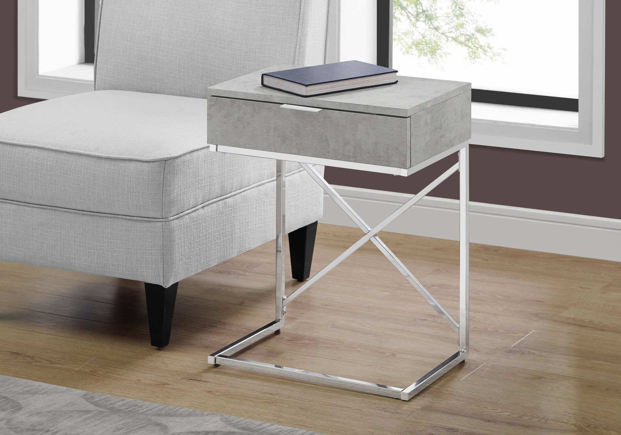 Accent Side Table, Storage Drawer, Spacious Tabletop, Contemporary &amp; Modern