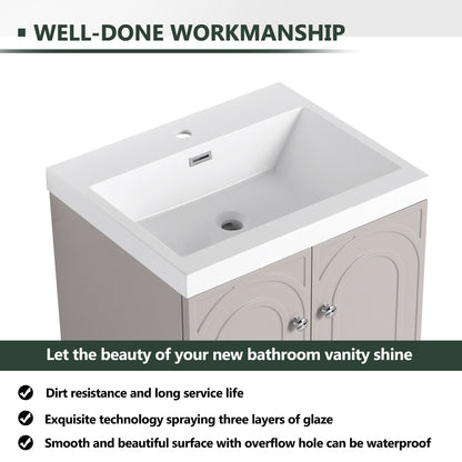 Contemporary Freestanding Bathroom Vanity With Resin Sink &amp; Soft-Close Cabinet Doors