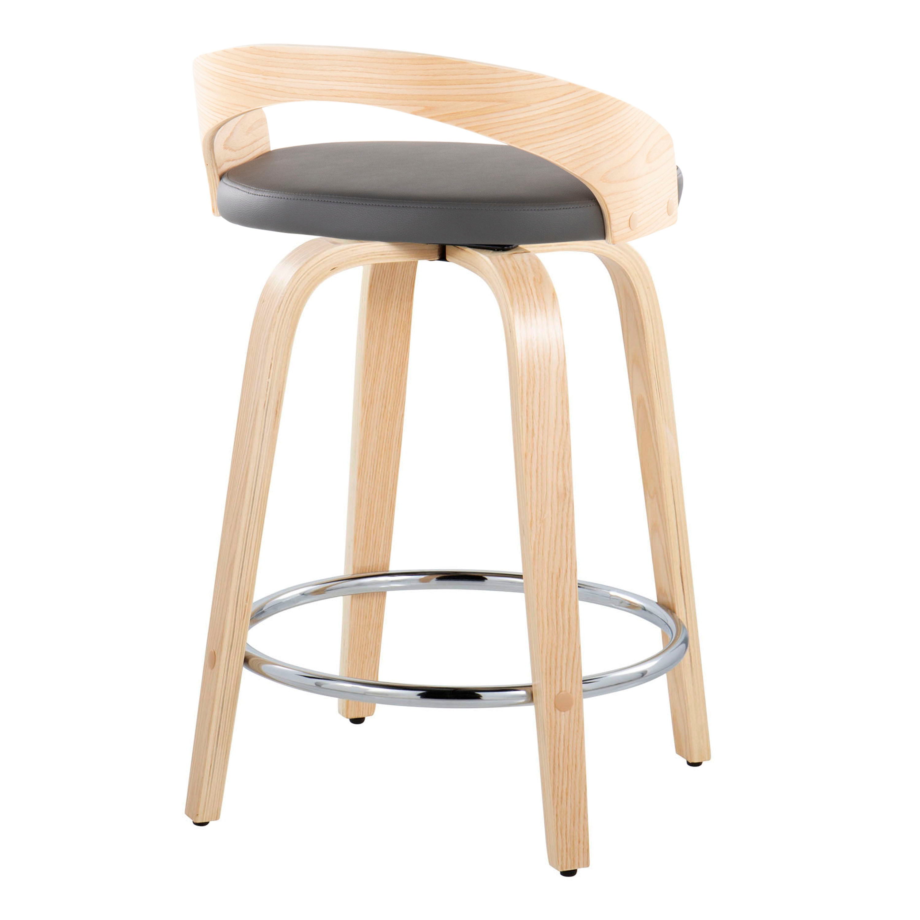 Grotto - Contemporary Fixed Height Counter Stool &amp; Swivel, Round Footrest (Set of 2)