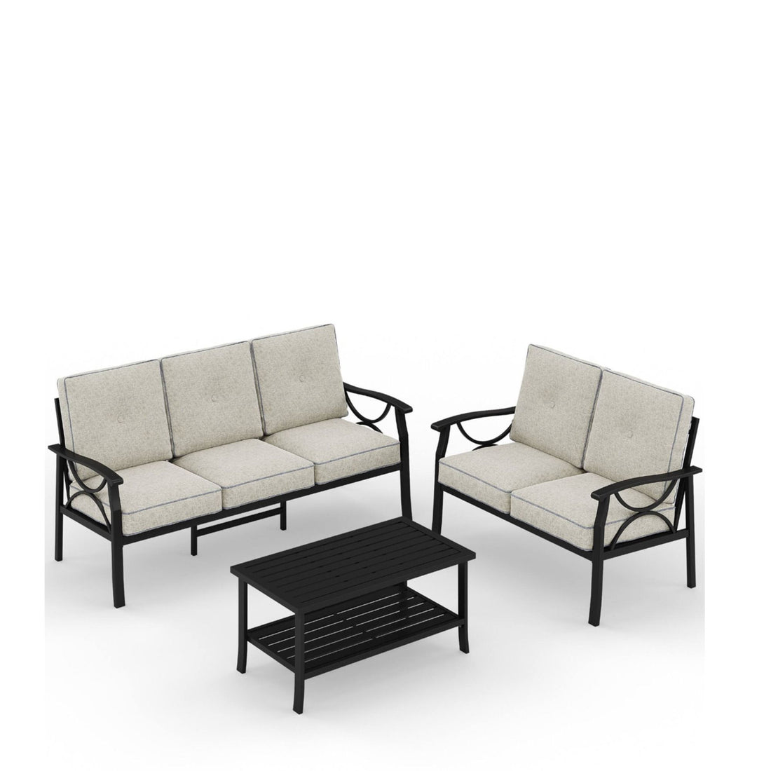 Patio Furniture Set &amp; Coffee Table And Cushions For Backyard