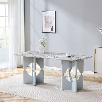 Modern Dining Table With Sleek Hollow-Out Frame And Accents