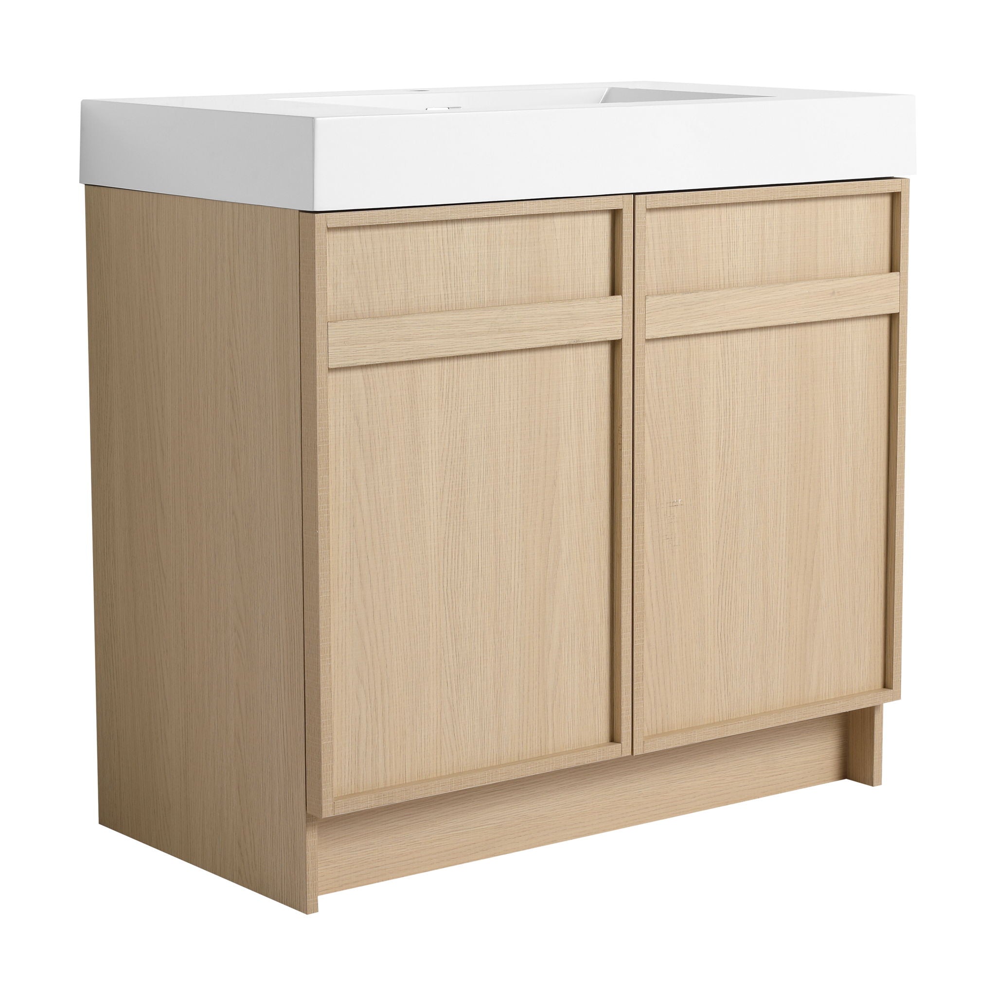 Freestanding Bathroom Vanity With Resin Sink &amp; Soft Close Cabinet Doors