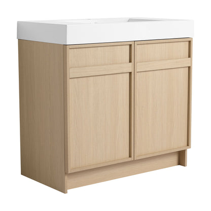 Freestanding Bathroom Vanity With Resin Sink &amp; Soft Close Cabinet Doors