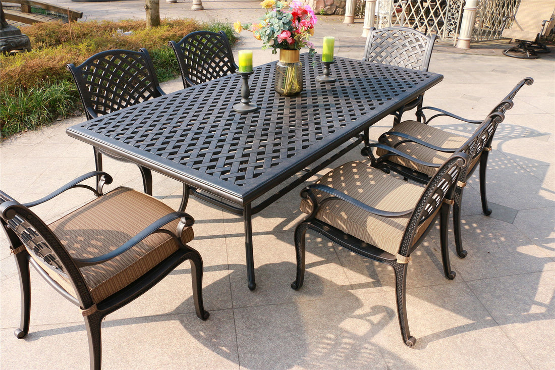 Rectangular 6 Person 85.83&quot; Long Dining Set With Cushions