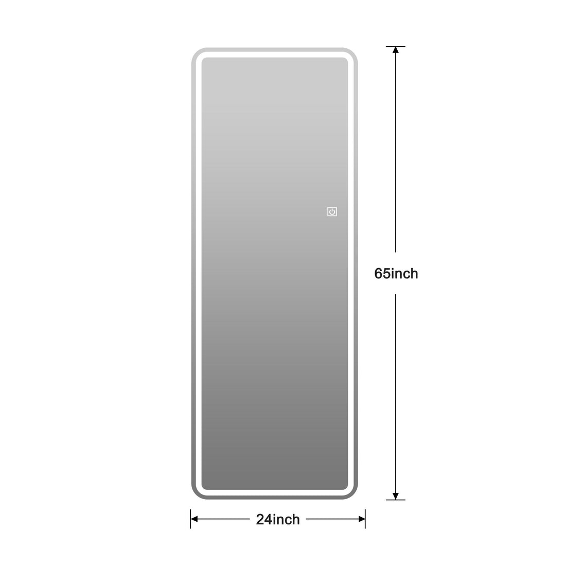 Frameless Full Length Floor Mirror With LED Light, Dimming &amp; 3 Color Modes Mirror - Silver