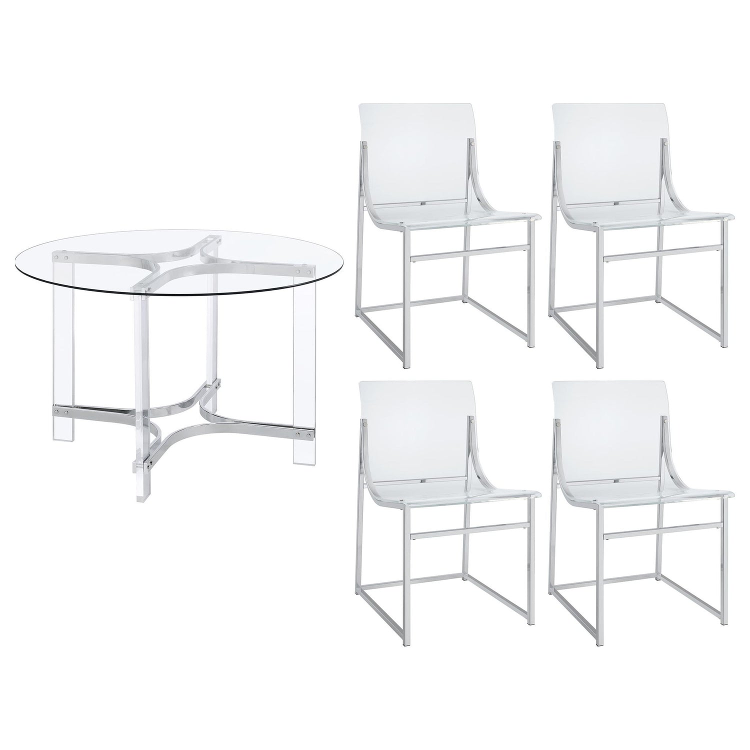Uptown - 5 Piece Round Dining Set - Chrome