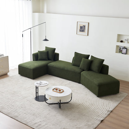 Curved Modular Sectional Sofa For Living Room, Oversized L Shaped Couch With Chaise Lounge Sofa Set, Upholstered Sofa With 3 Back Pillows &amp; 2 Throw Pillow, For Home Office