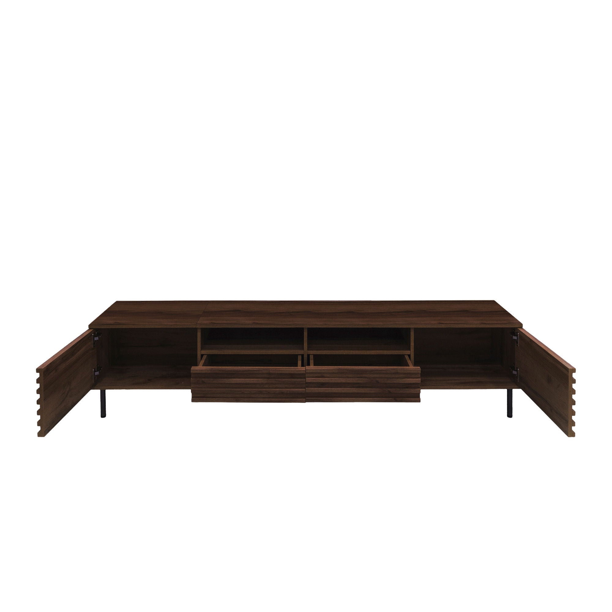 TV Stand For TVs Up To 85" With Closed Storage, Soft Closing Hinges - Walnut
