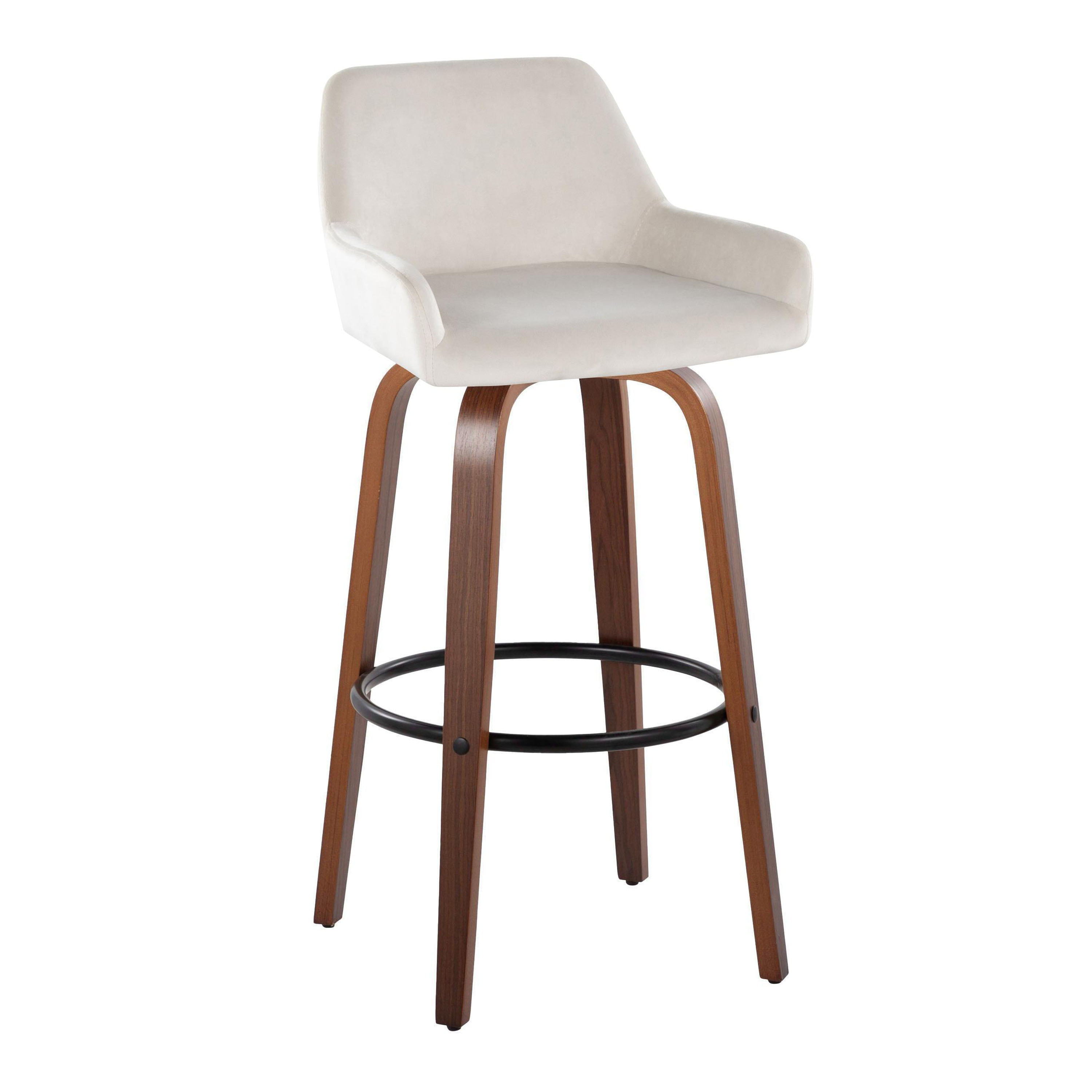 Daniella - Contemporary Fixed Height, Barstool &amp; Swivel And Round Footrest (Set of 2)