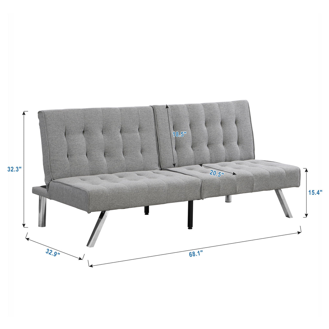 Comfortable Futon Sofa Bed - Gray