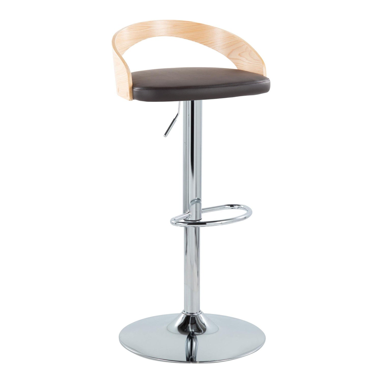 Grotto - Mid Century Modern Adjustable Height Barstool &amp; Swivel With Oval Footrest (Set of 2)
