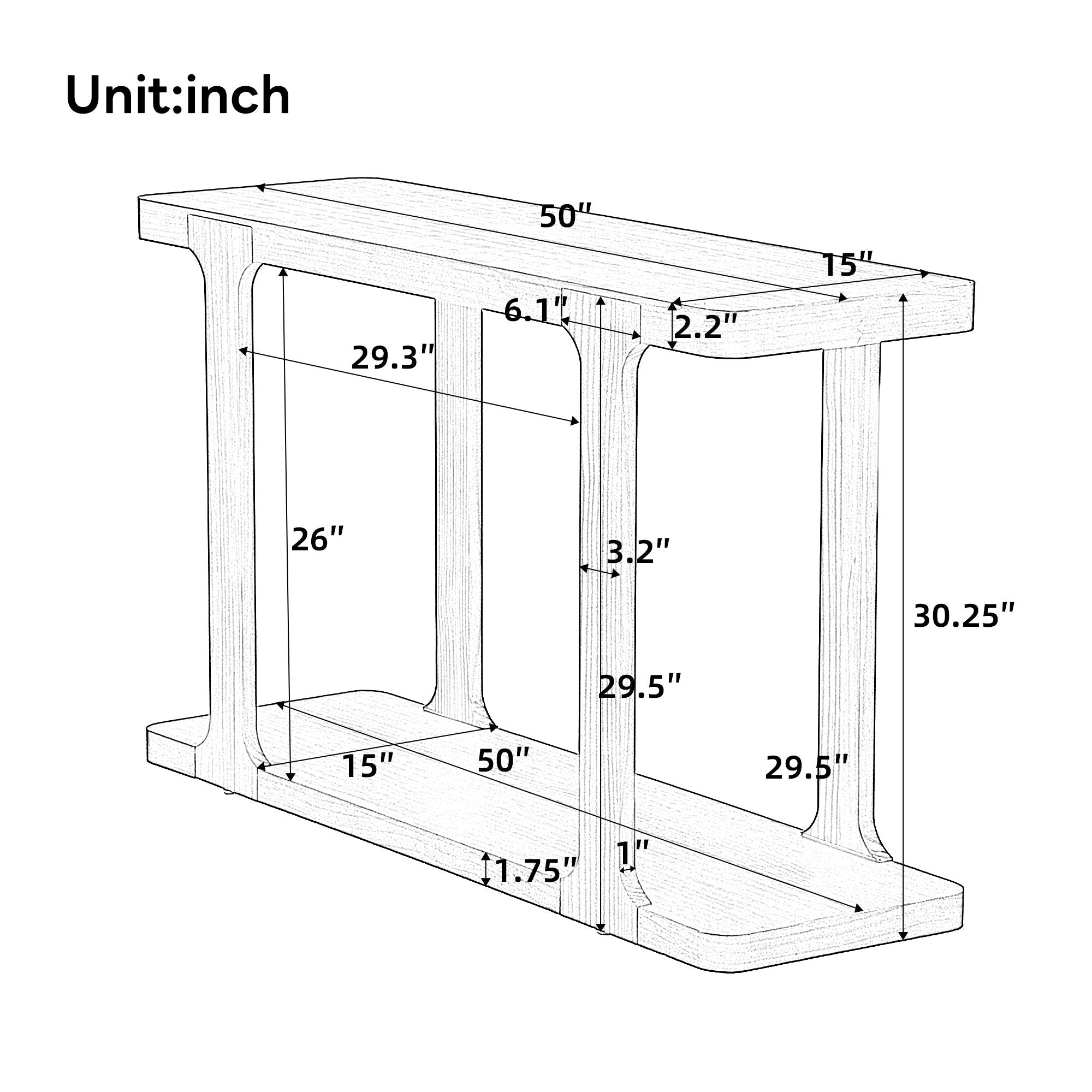 Console Table &amp; Bottom Shelf - Walnut