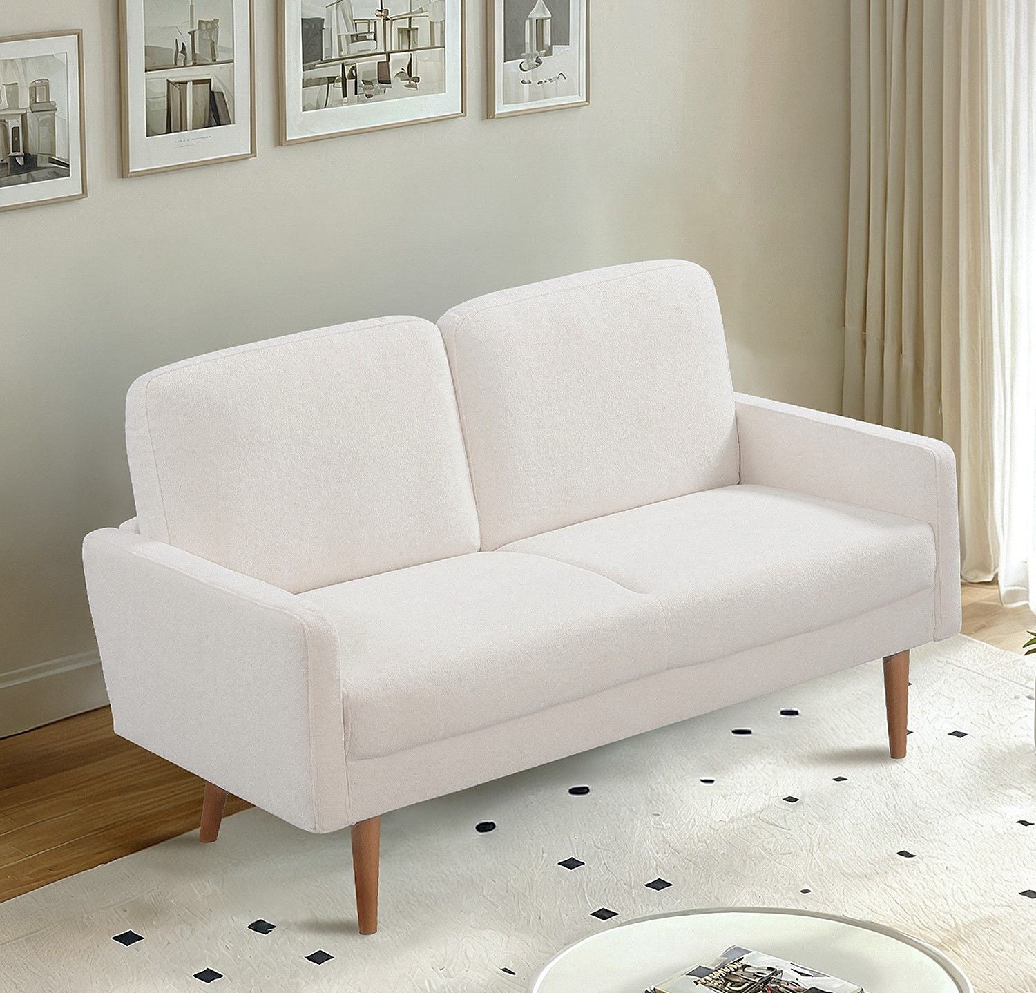 Loveseat Sofa, European Style With Sleek Design, Modern &amp; Vintage Flair, Upholstered 2 Seater Couch